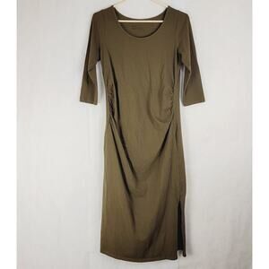 Pact Maternity Olive Green Midi Dress Size L